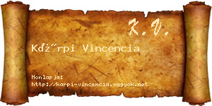 Kárpi Vincencia névjegykártya